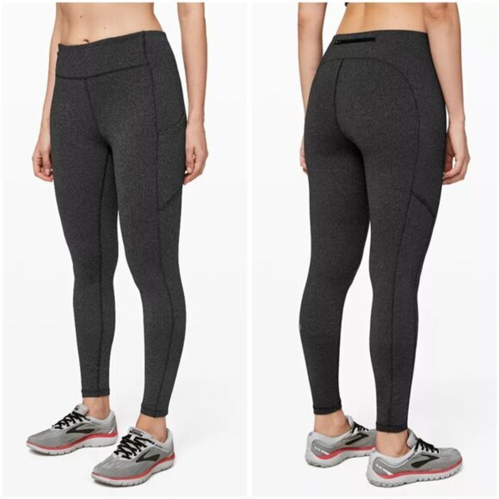 Lululemon Speed Up Tight Leggings 28" Heather Black Tweed Size 4